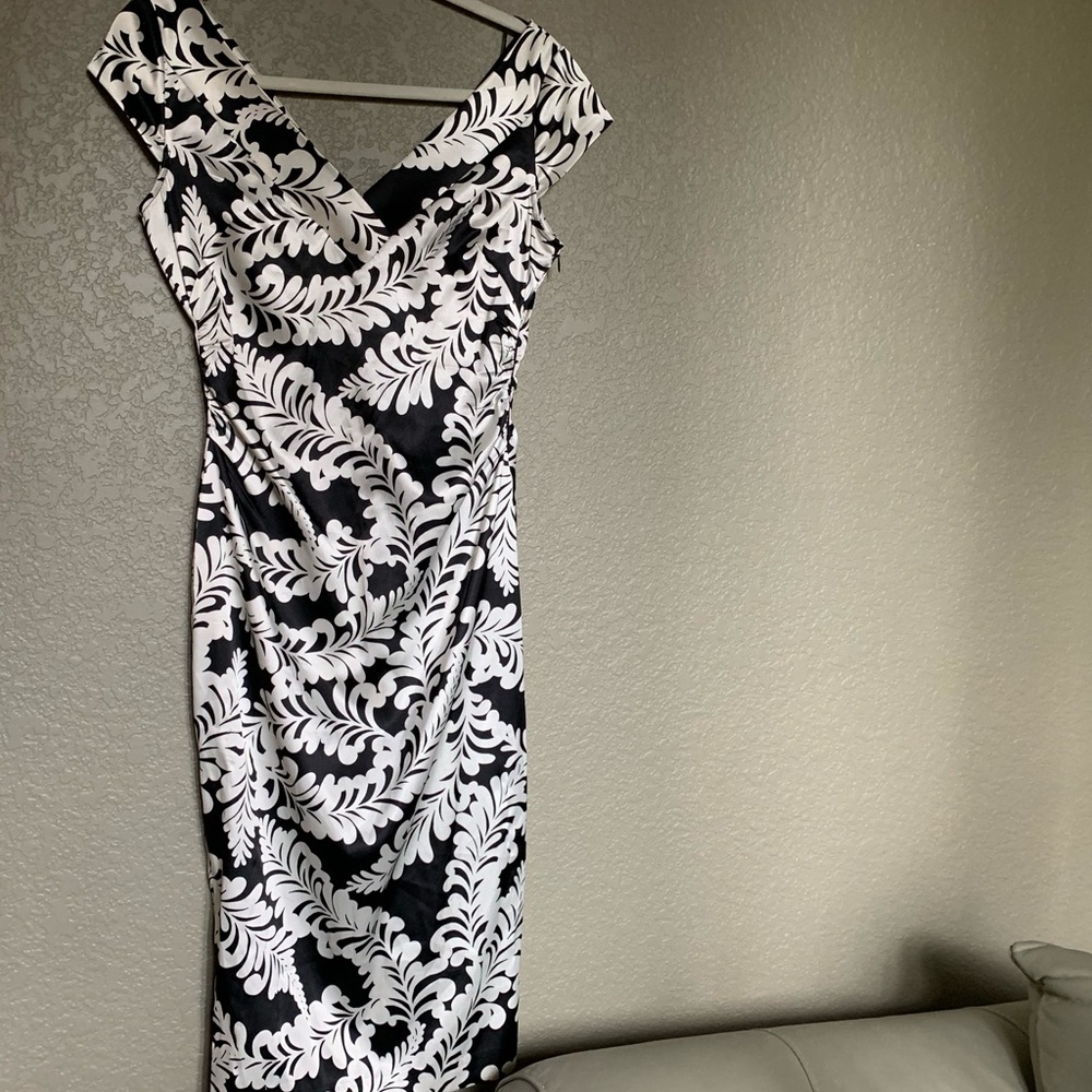 Black and White Satin Cocktail Dress
